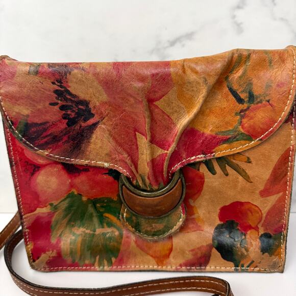 Patricia Nash Womens Van Sannio Trifold Cluth Crossbody Bag Leather Floral Red - Picture 2 of 13